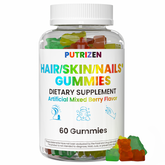 Hair Skin and Nails Gummies, Vegan 5000mcg Biotin Vitamins for Women & Men – Supports Hair Growth, Nail Strength & Skin Health – Non-GMO, 60 Gummies